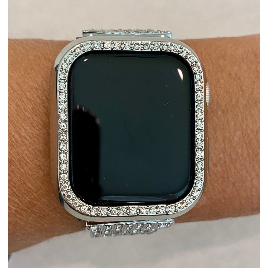 41mm 45mm 49mm Apple Watch Band Series 7-8 Ultra Silver Swarovski Crystals & or Crystal Apple Watch Bezel Cover Faceplate - 41mm apple