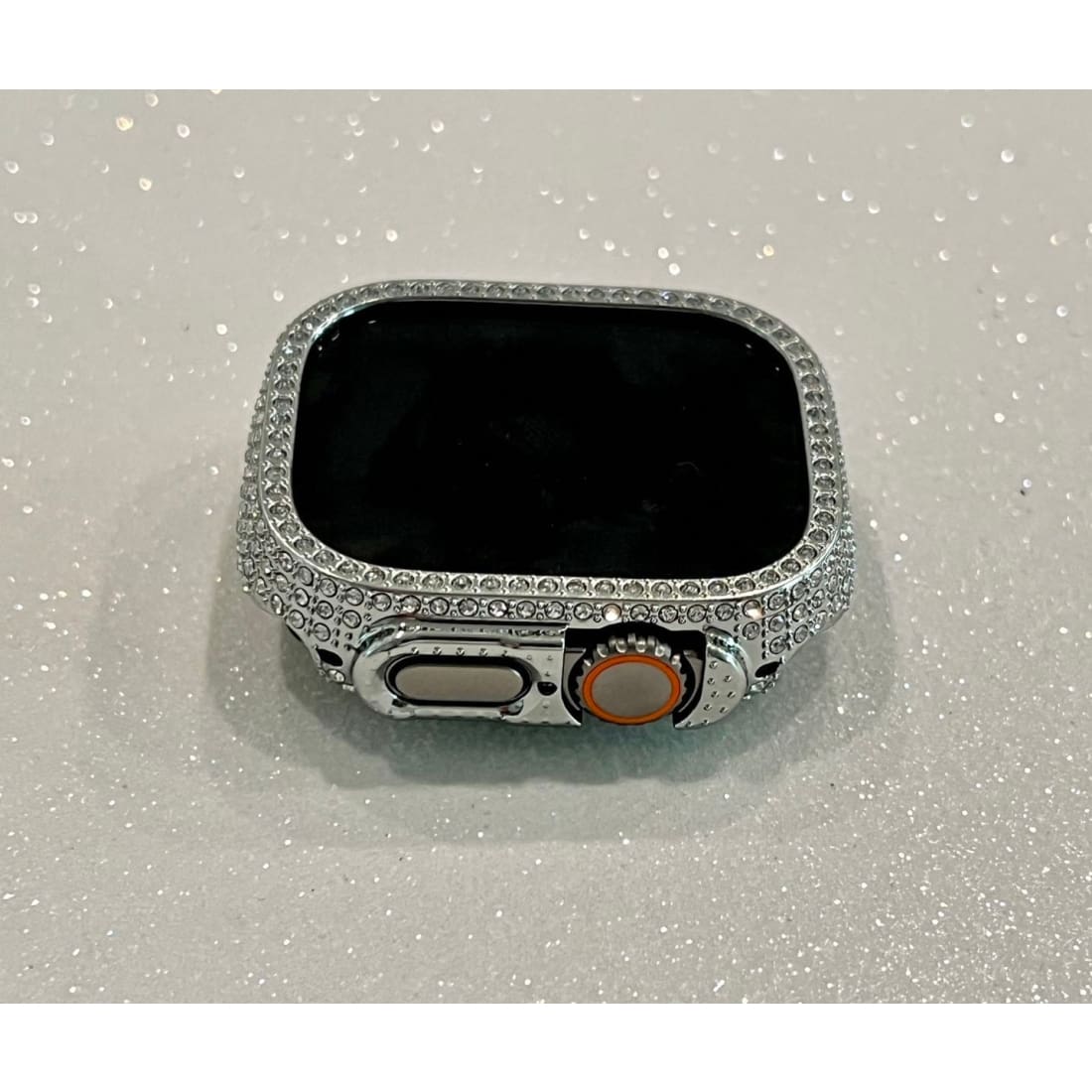 49mm Apple Watch Cover Ultra Pave Swarovski Crystals Silver Apple Watch Case Smartwatch Bumper Bezel Bling Series 8 Cover Only - 49mm apple