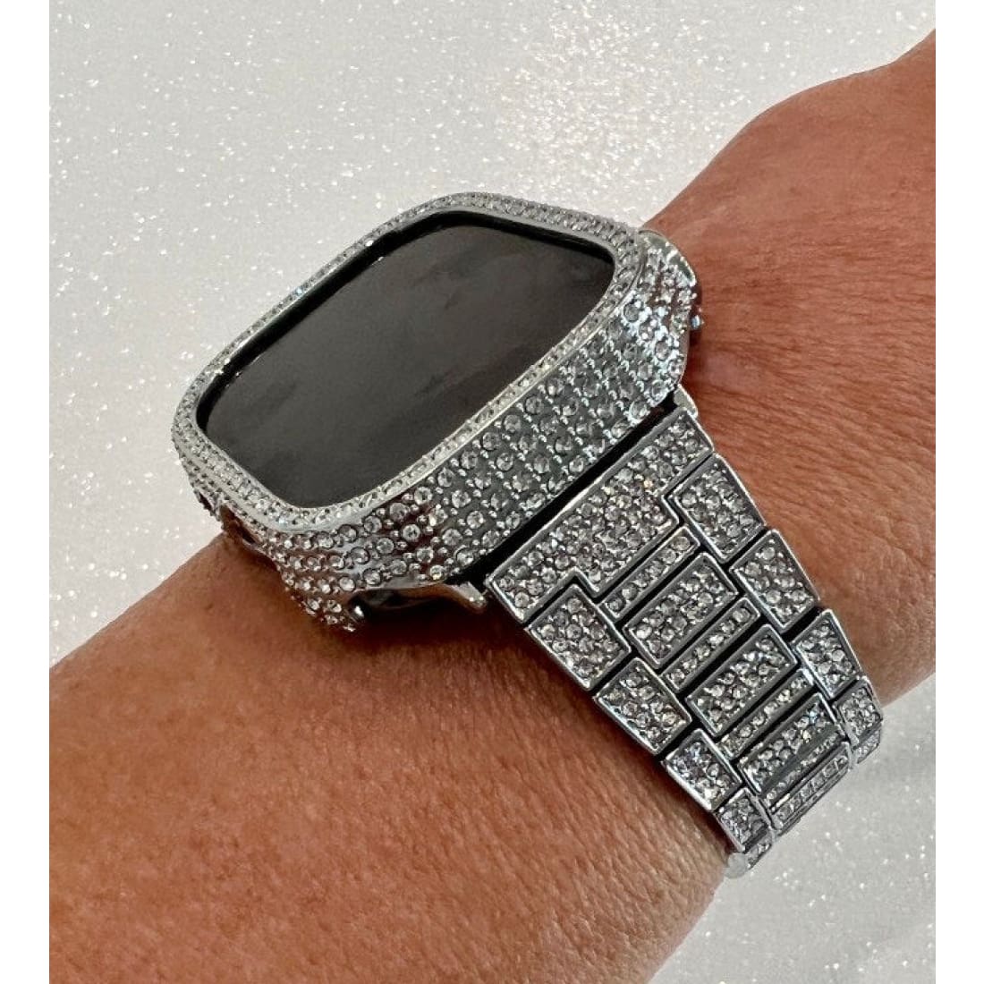 49mm Ultra Apple Watch Band Womens Swarovski Crystals & or Silver Crystal Bezel Cover Smartwatch Bumper Case Bling Series 8 - 49mm apple