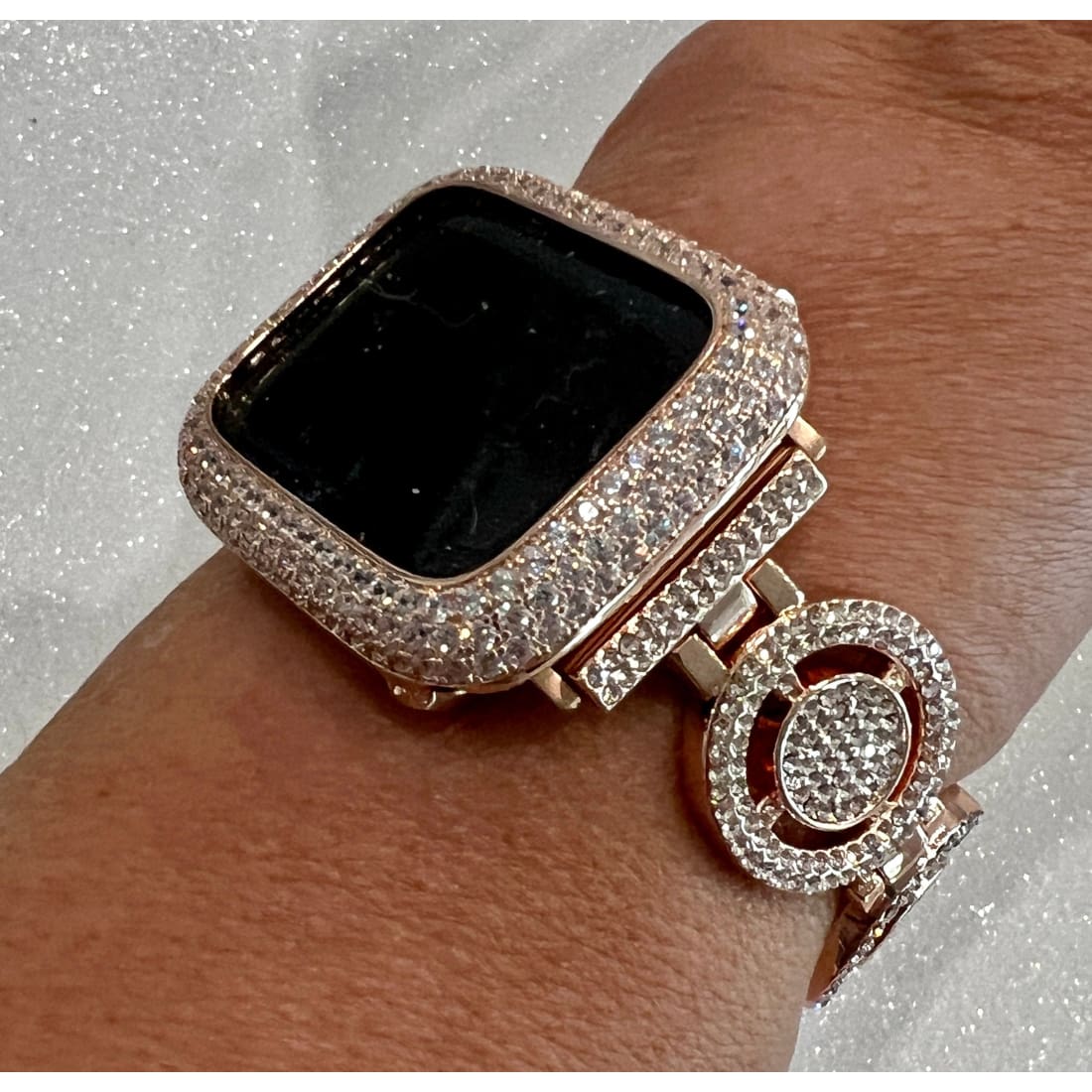 Apple Watch Band 41mm 45mm 49mm Ultra Pave Swarovski Crystals & or Apple Watch Cover Case Silver Rose Gold Gold Bling 38mm-44mm - apple