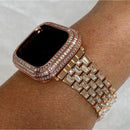 Apple Watch Band 41mm Rose Gold Swarovski Crystal Baguettes 40mm-45mm & or Apple Watch Cover Lab Diamond Bezel Smartwatch Case Iwatch Candy