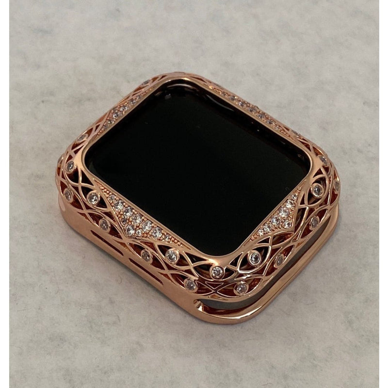 Apple Watch Cover 38mm 40mm 42mm 41mm 44mm 45mm Bezel Rose Gold Swarovski Crystal Smartwatch Bumper Series 2-8 SE - apple watch, apple watch