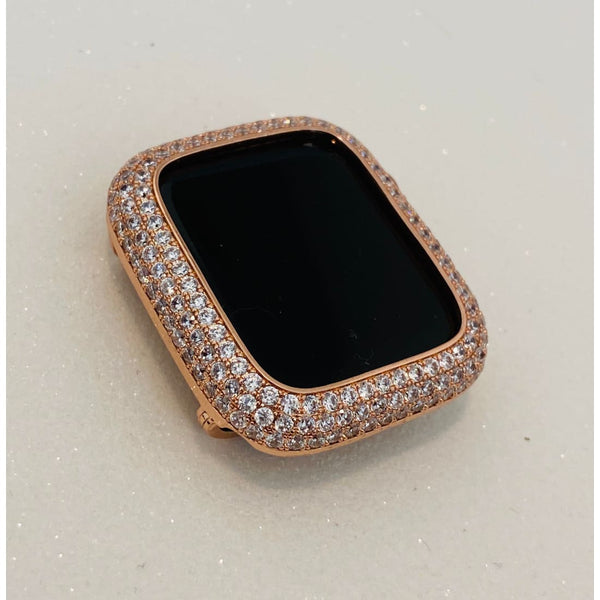 Apple Watch Cover 49mm Ultra Rose Gold Lab Diamond Bezel Case Smartwatch Bumper 38mm-45mm Iwatch Candy Bling - apple watch, apple watch