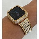 Designer Apple Watch Band Gold Series Rolex Style 38mm-49mm Ultra & or Smartwatch Lab Diamond Bezel Cover Smartwatch Bumper Bling - 49mm