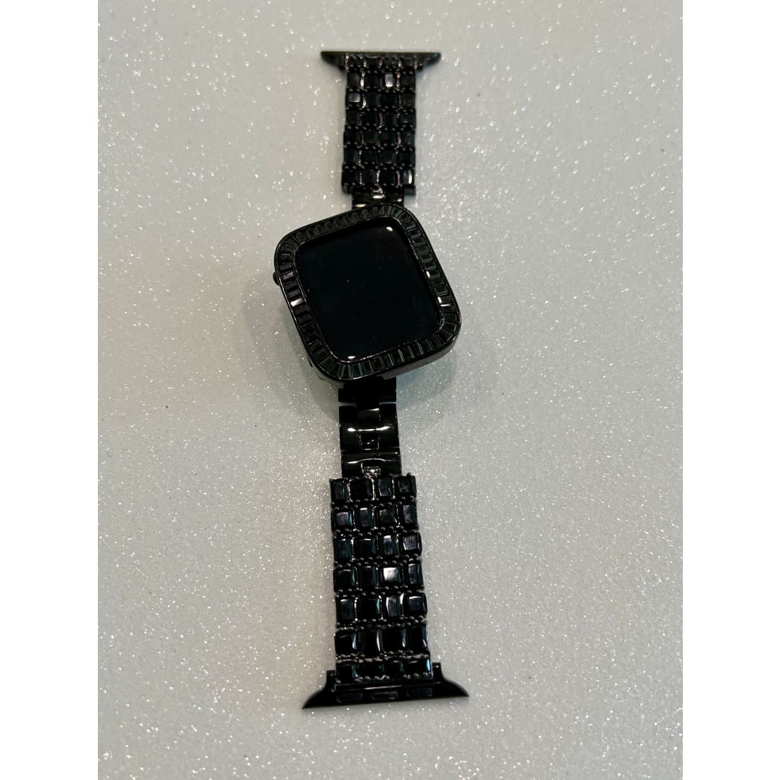 Designer Apple Watch Band Woman Baguette & Princess Cut Swarovski Crystals Black and or Bling Apple Watch Cover Lab Diamond Bezel 38mm-45mm