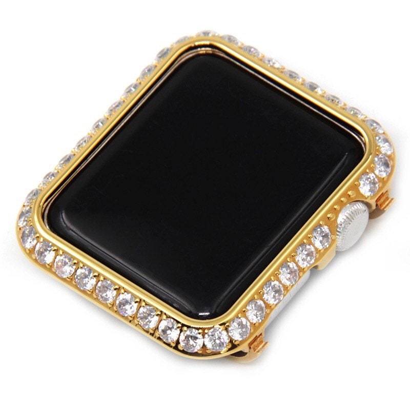 Gold Apple Watch Bezel Bling 38mm-44mm, Lab Diamond 3mm Iwatch Case Cover Iwatch Band Bling