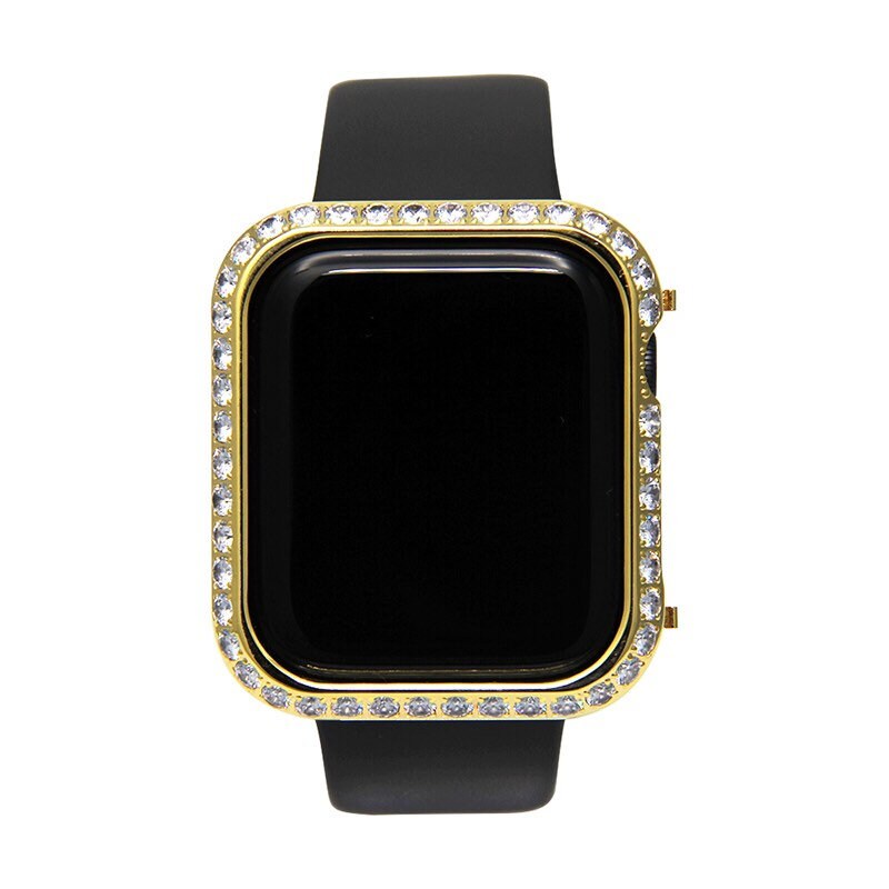 Gold Apple Watch Bezel Bling 38mm-44mm, Lab Diamond 3mm Iwatch Case Cover Iwatch Band Bling