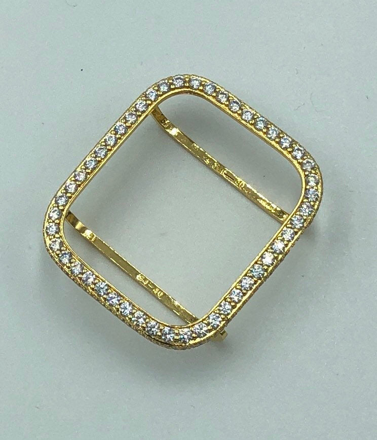 Apple Watch Cover Gold Lab Diamond Bezel Case Smartwatch Bumper Bling 38mm 40mm 41mm 42mm 44mm 45mm 49mm Ultra Series 1,2,3,4,5,6,7,8 SE