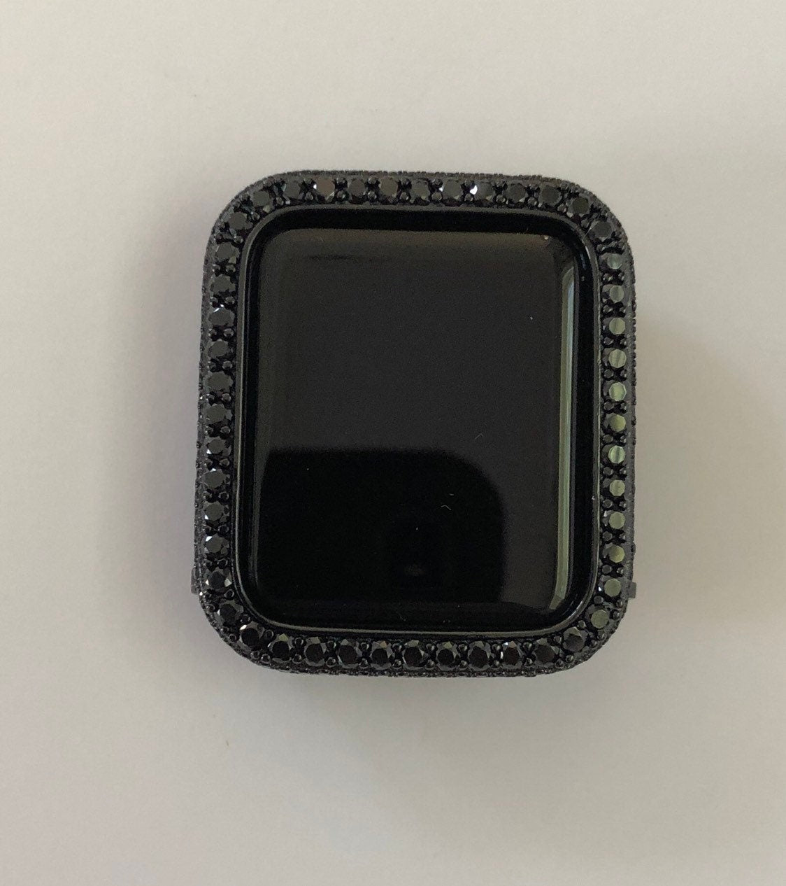 Series 1-8 Apple Watch Case Cover 38mm-45mm Black Lab Diamond Bezel 2.5mm Iwatch Band Smartwatch Bumper Bling