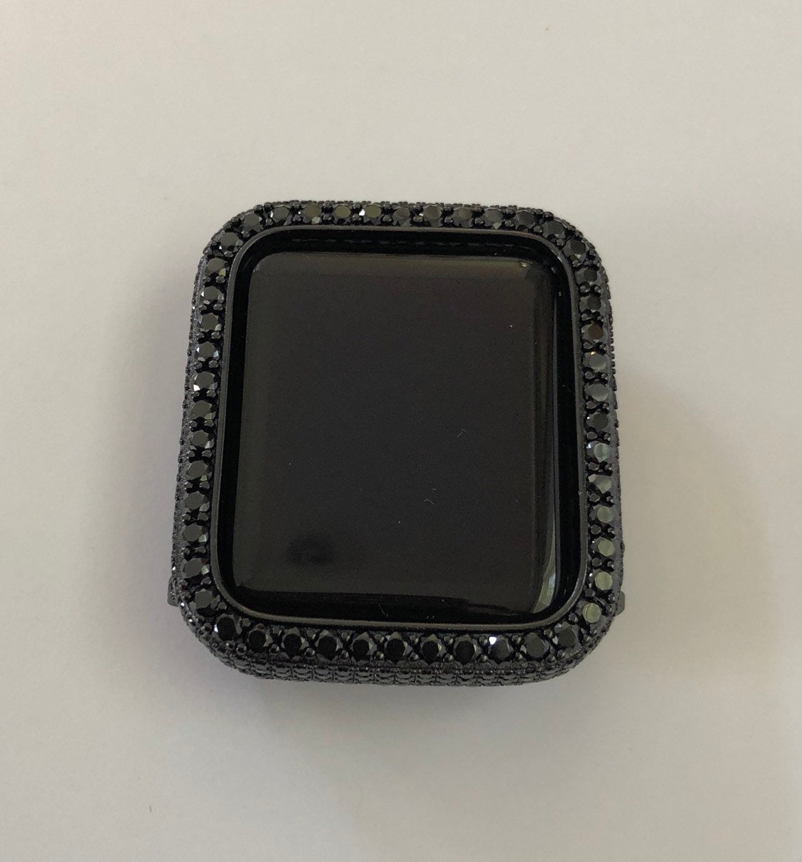 Series 1-8 Apple Watch Case Cover 38mm-45mm Black Lab Diamond Bezel 2.5mm Iwatch Band Smartwatch Bumper Bling