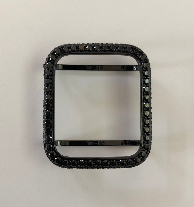 Series 1-8 Black Apple Watch Case Cover 41mm 45mm with 2.5mm Lab Diamond Bezel Cover Smartwatch Bumper Bling