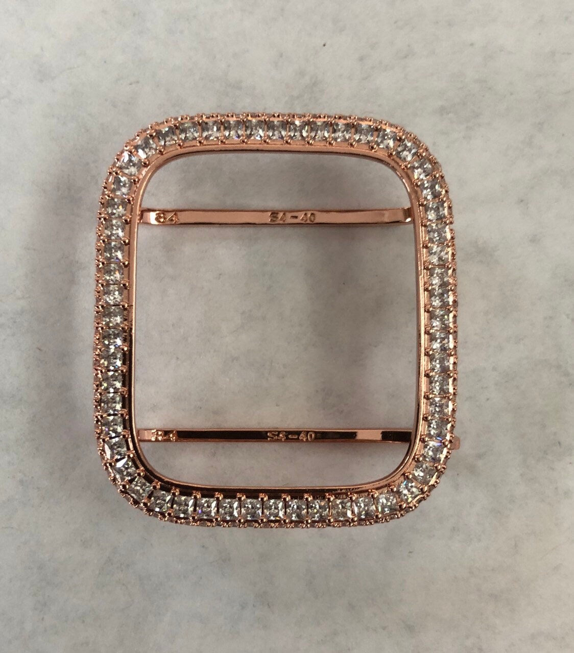 Bling Apple Watch Bezel Cover 40mm 44mm Rose Gold with Square & Pave 2.5mm Lab Diamonds Smartwatch Bumper Case Bling