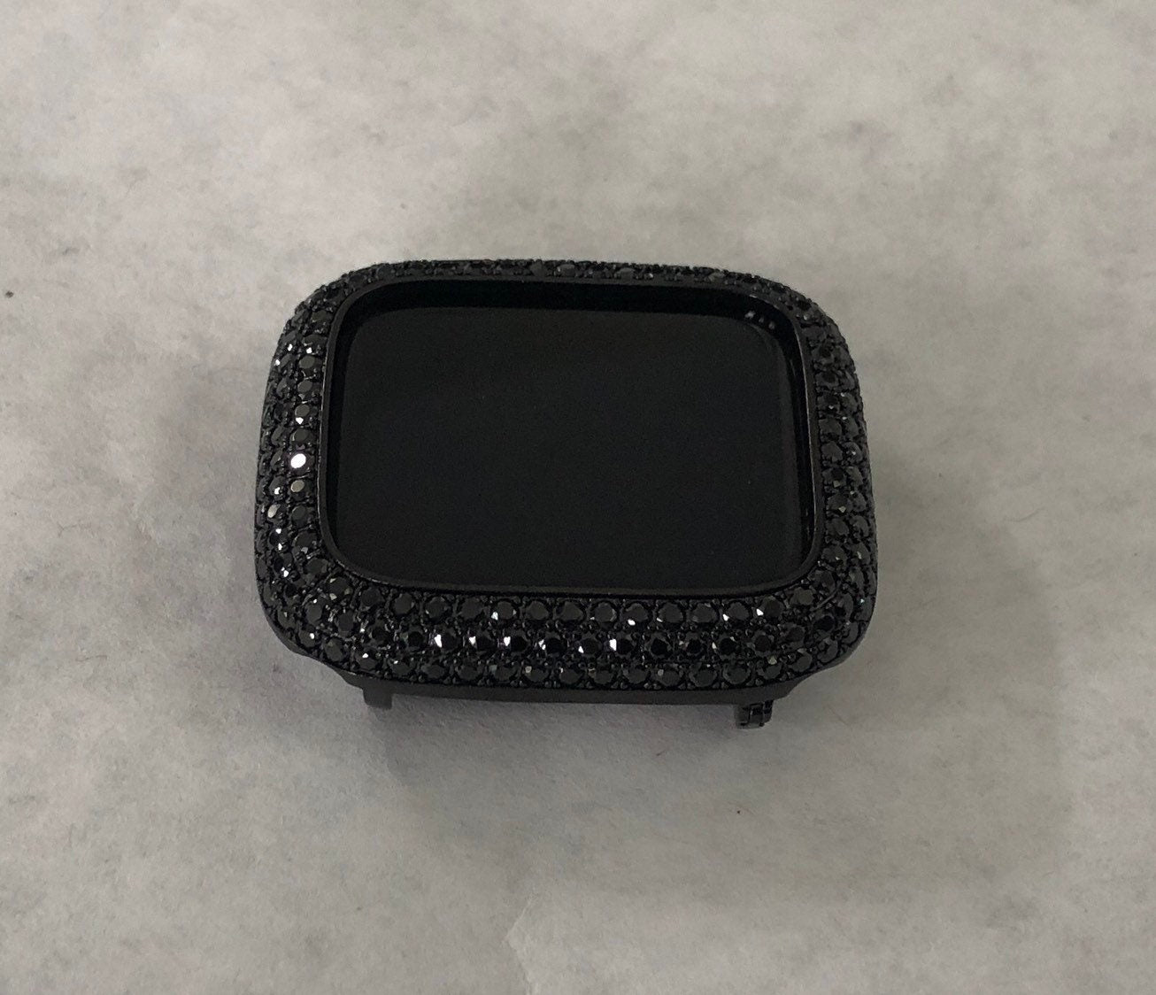 Series 2-9 Black on Black Apple Watch Cover Lab Diamond Bezel Case 38mm 40mm 41mm 42mm 44mm 45mm 49mm Ultra Apple Watch Cover Iwatch Candy