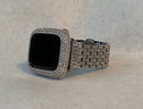 Dressy Silver Apple Watch Band Woman 38mm Apple Watch Cover Lab Diamond Bezel Bling Series 7 41mm 45mm Series 1-8