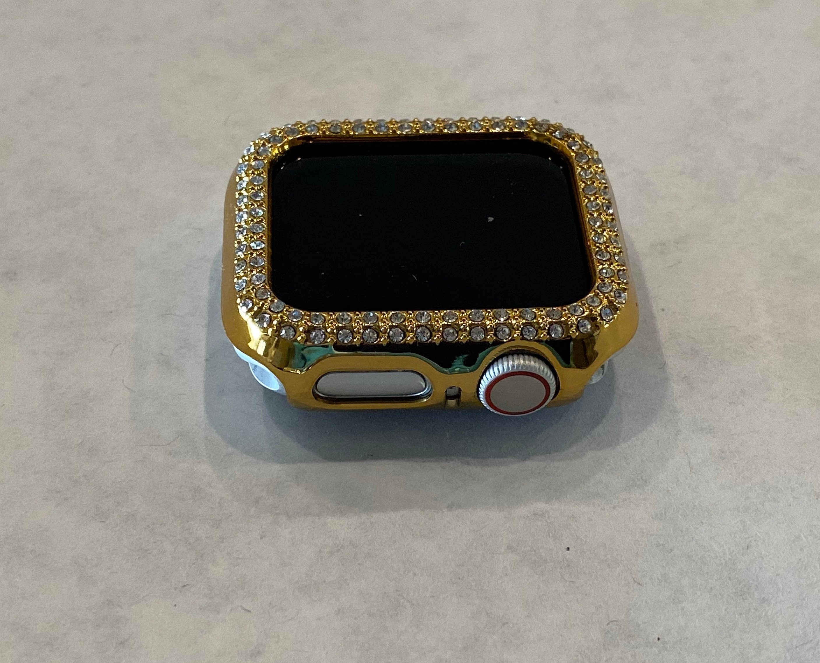 Gold Crystal Apple Watch Case - Series 2-8 38mm-49mm Ultra Bumper Cover for Iwatch Candy Bling Design