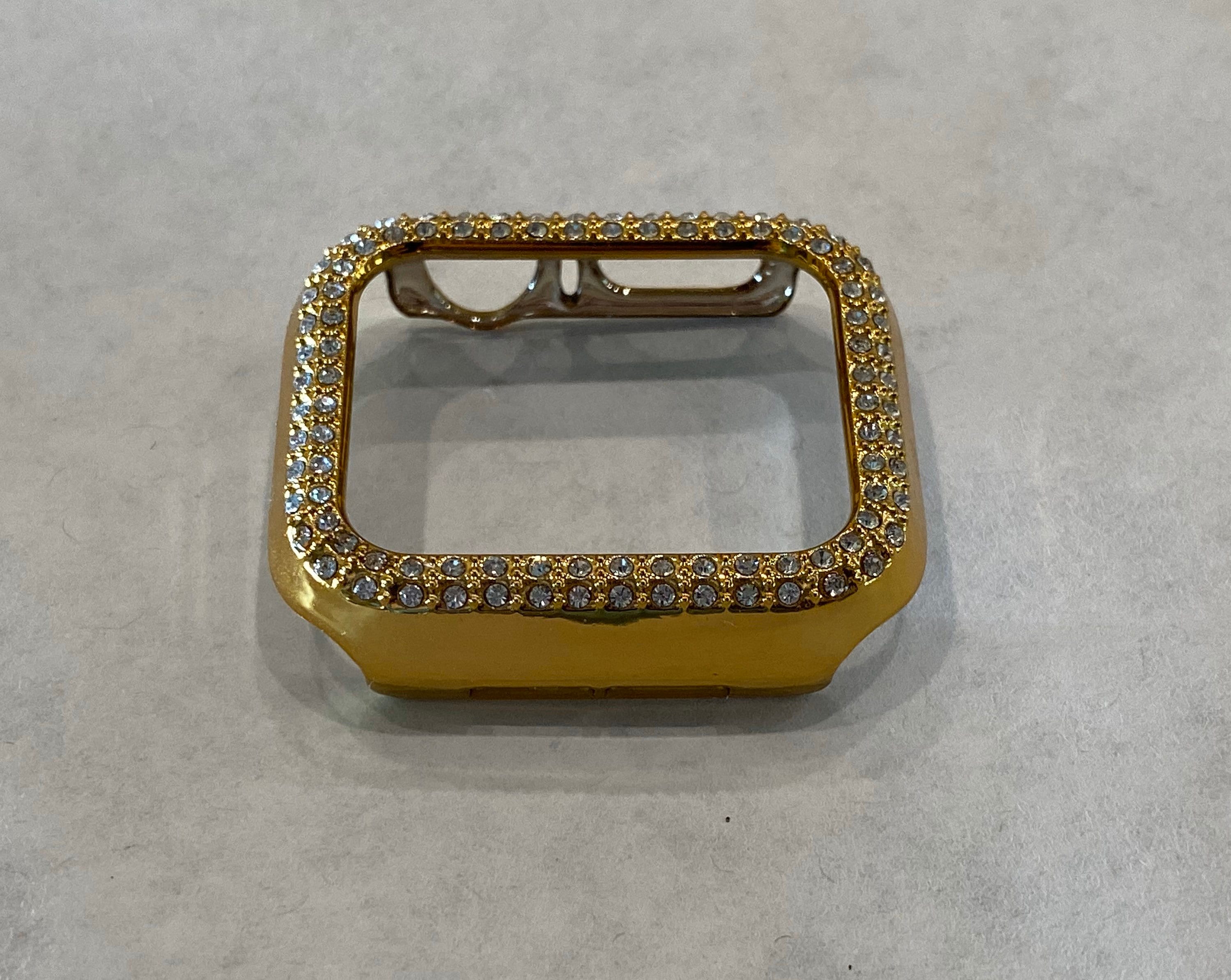 Gold Crystal Apple Watch Case - Series 2-8 38mm-49mm Ultra Bumper Cover for Iwatch Candy Bling Design