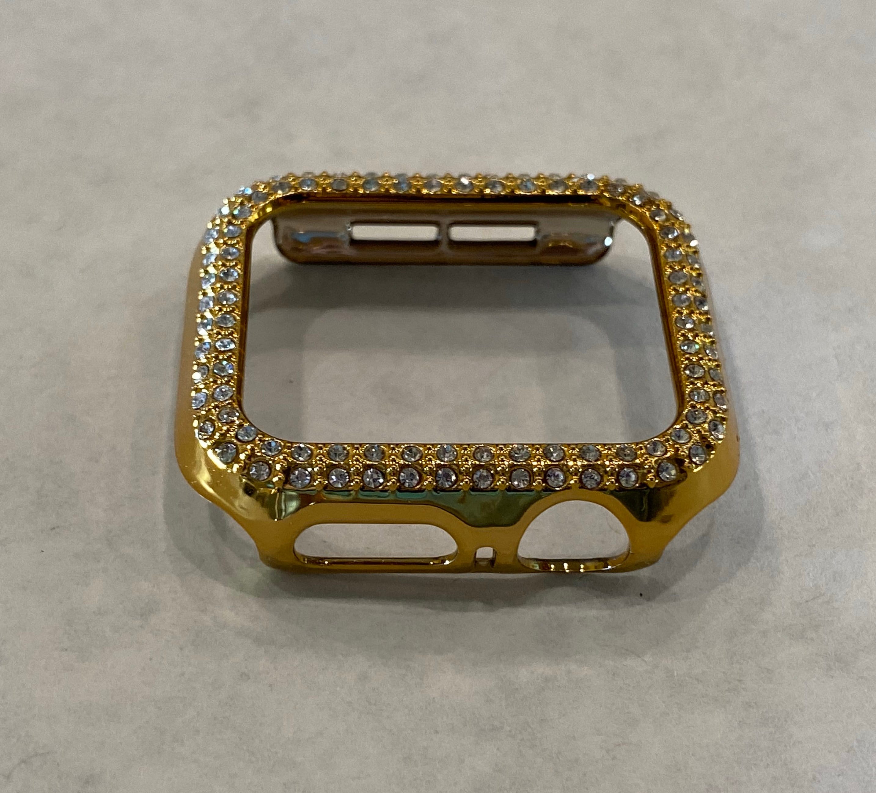 Gold Crystal Apple Watch Case - Series 2-8 38mm-49mm Ultra Bumper Cover for Iwatch Candy Bling Design