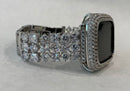 Series 1-8 Apple Watch Band 41mm 45mm Swarovski Crystals & or Lab Diamond Bezel Case Bumper for Smartwatch Bling Silver