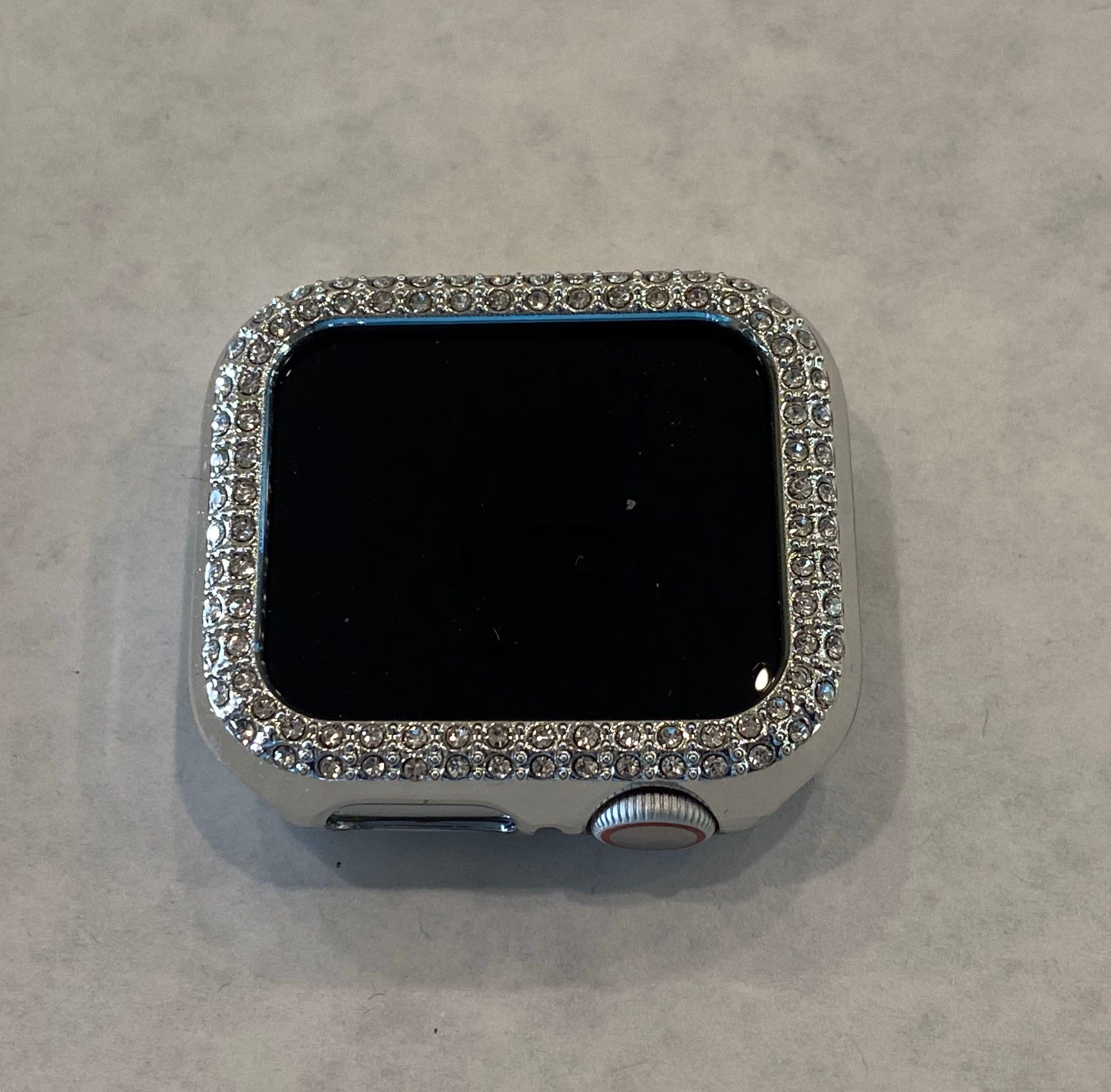 Series 10 Apple Watch Cover 42mm 46mm Silver Swarovski Crystals Apple Watch Case 38mm-49mm Iphone Watch Cover Protective Bumper Bling