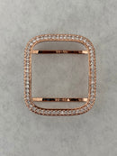 Series 1-8 Apple Watch Band Women Rose Gold 38mm 40mm 41mm 42mm 44mm 45mm & or Lab Diamond Bezel Cover Smartwatch Bumper Bling