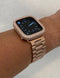 Rose Gold Apple Watch Band Stainless Steel & or Apple Watch Cover Lab Diamond Bezel Apple Watch Case Bumper Bling 38mm-49mm Series 2-9