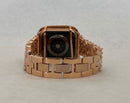 41mm 45mm Apple Watch Band Women Rose Gold 38mm 40mm 42mm 44mm Lab Diamond Bezel Cover Iwatch Bling Series 1-8