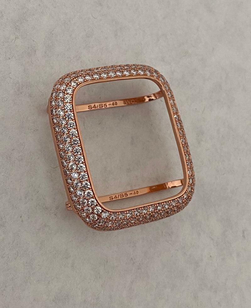 41mm 45mm Apple Watch Band Women Rose Gold 38mm 40mm 42mm 44mm Lab Diamond Bezel Cover Iwatch Bling Series 1-8