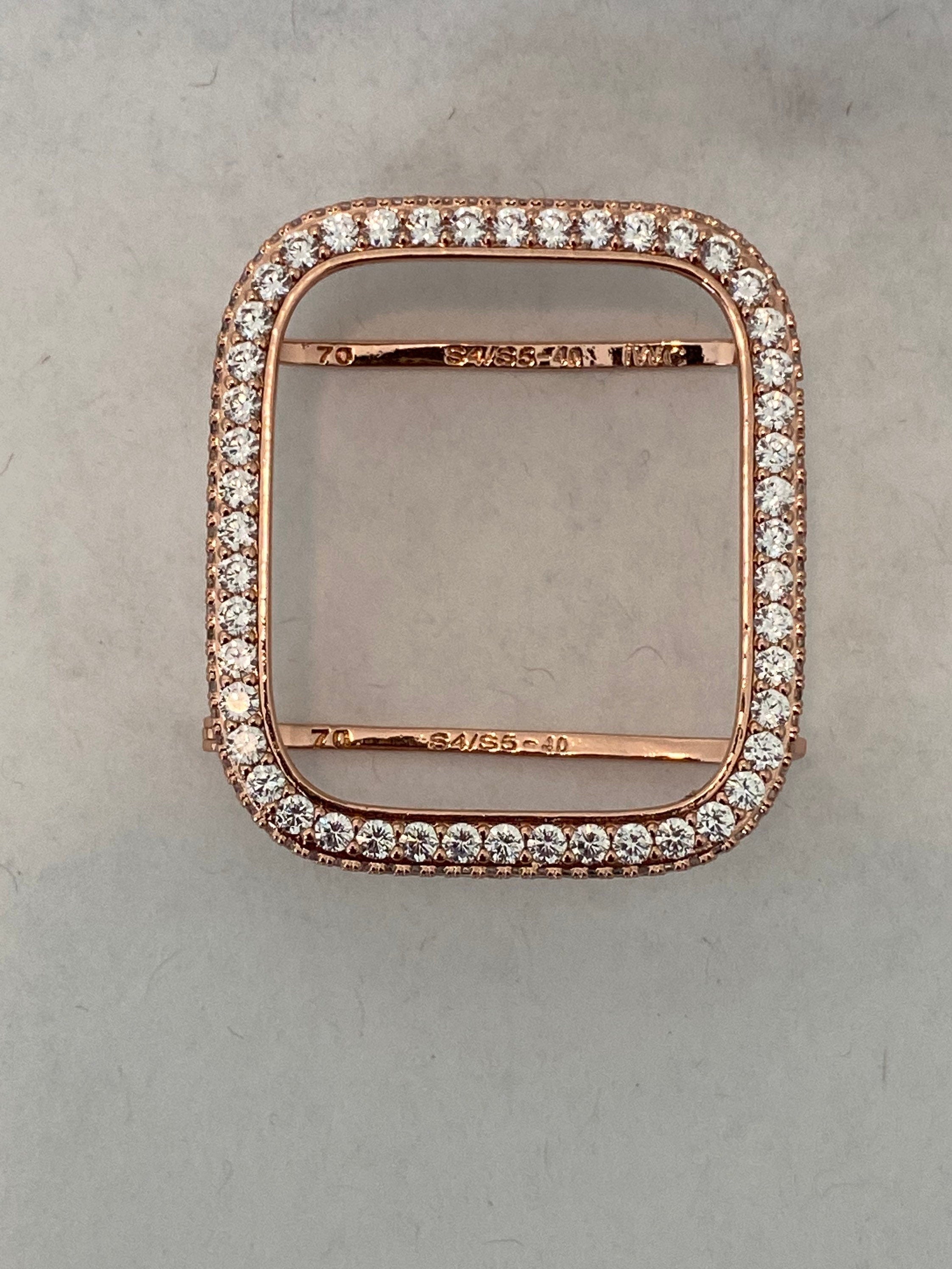 Rose Gold Apple Watch Band Stainless Steel Swarovski Crystal & or Apple Watch Case Lab Diamond Iphone Watch Cover 38mm-49mm Ultra Bling Band