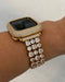 Series 1-8 Gold Apple Watch Band 38mm-45mm & or Pave Lab Diamond Bezel Cover Smartwatch Bumper Bling