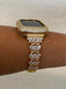 Apple Watch Band Women's Gold Crystals 41mm 45mm 49mm Ultra & or Pave Lab Diamond Bezel Bumper Bling 38mm 40mm 42mm 44mm Han..