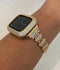 Apple Watch Band Women's Gold Crystals 41mm 45mm 49mm Ultra & or Pave Lab Diamond Bezel Bumper Bling 38mm 40mm 42mm 44mm Han..