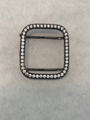 Black Apple Watch Band 41mm 45mm & or Lab Diamond Bezel Cover Iwatch Bling 38mm 42mm 44mm 40mm Series 1-8 SE