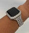 49mm Ultra Apple Watch Band Silver Swarovski Crystals and or Apple Watch Cover with Lab Diamonds 14k White Gold Plated Case Bumper in 38mm-49mm Ultra Iwatch Candy