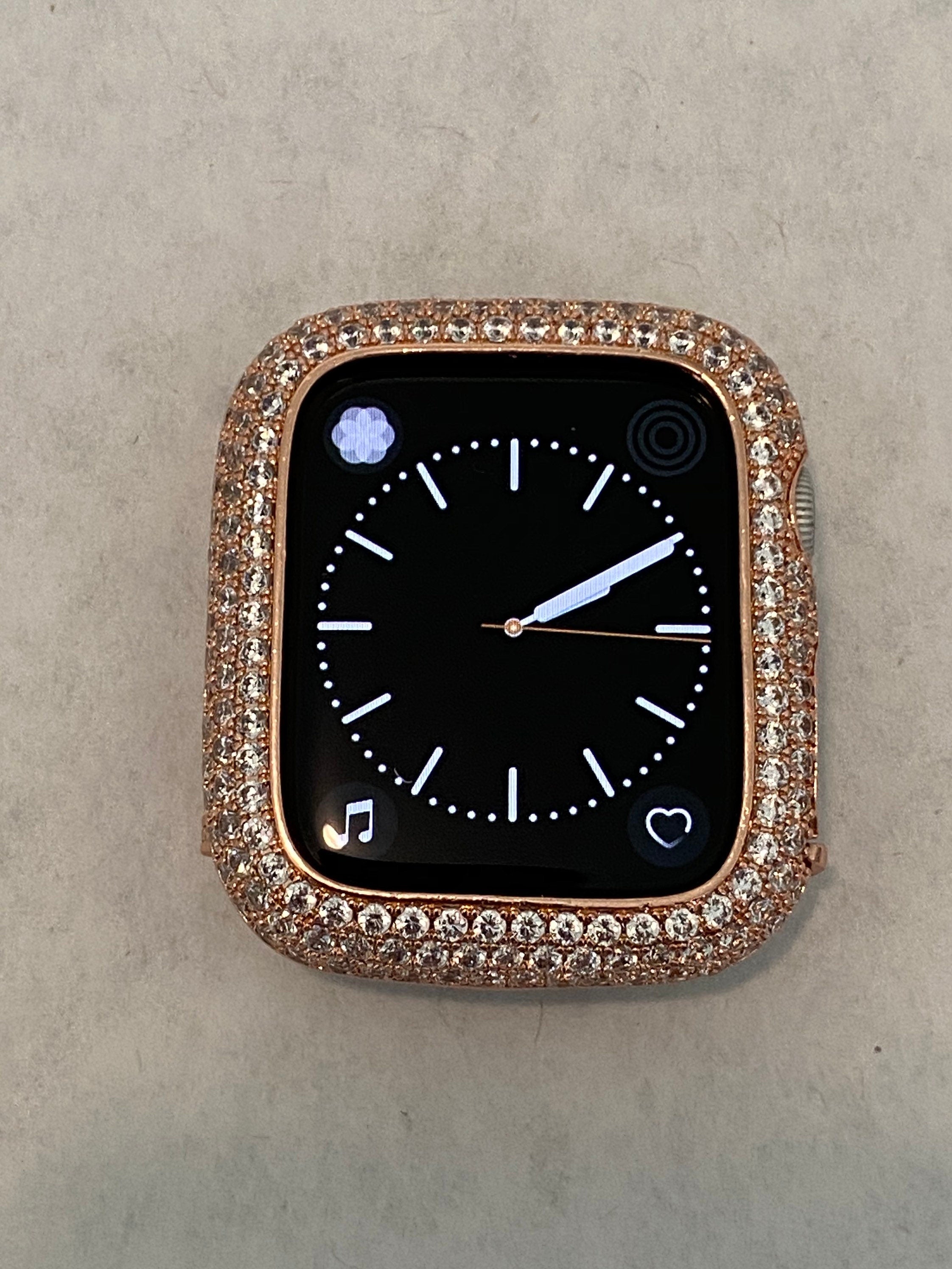 Apple Watch Band Rose Gold Crystals & or Apple Watch Cover Lab Diamond Bezel Case Smartwatch Bumper Case 38-49mm Ultra