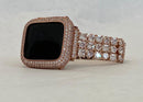 41mm 45mm Apple Watch Band Women Rose Gold 38mm 40mm 42mm 44mm Lab Diamond Bezel Cover Iwatch Bling Series 1-8