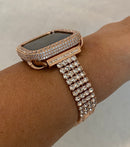 Apple Watch Band 49mm Ultra Rose Gold Crystals & or Apple Watch Cover Lab Diamond Bezel Case Smartwatch Bumper Bling 38mm-49mm