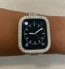 Silver Apple Watch Band and or Custom White Gold Apple Watch Cover Bezel Lab Diamonds 38 40 41 42 44 45mm, Smartwatch Bumper