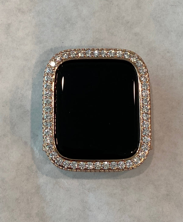 Series 1-8 Rose Gold Apple Watch Bezel 2.5mm Lab Diamond 38 40 41 42 44 45mm Iwatch Case Cover Iwatch bling Series