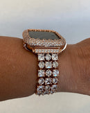 Designer Series 7,8 Apple Watch Band 41mm 45mm Women's Rose Gold Swarovski Crystals & or Lab Diamond Bezel Cover Smartwatch Bumper Bling