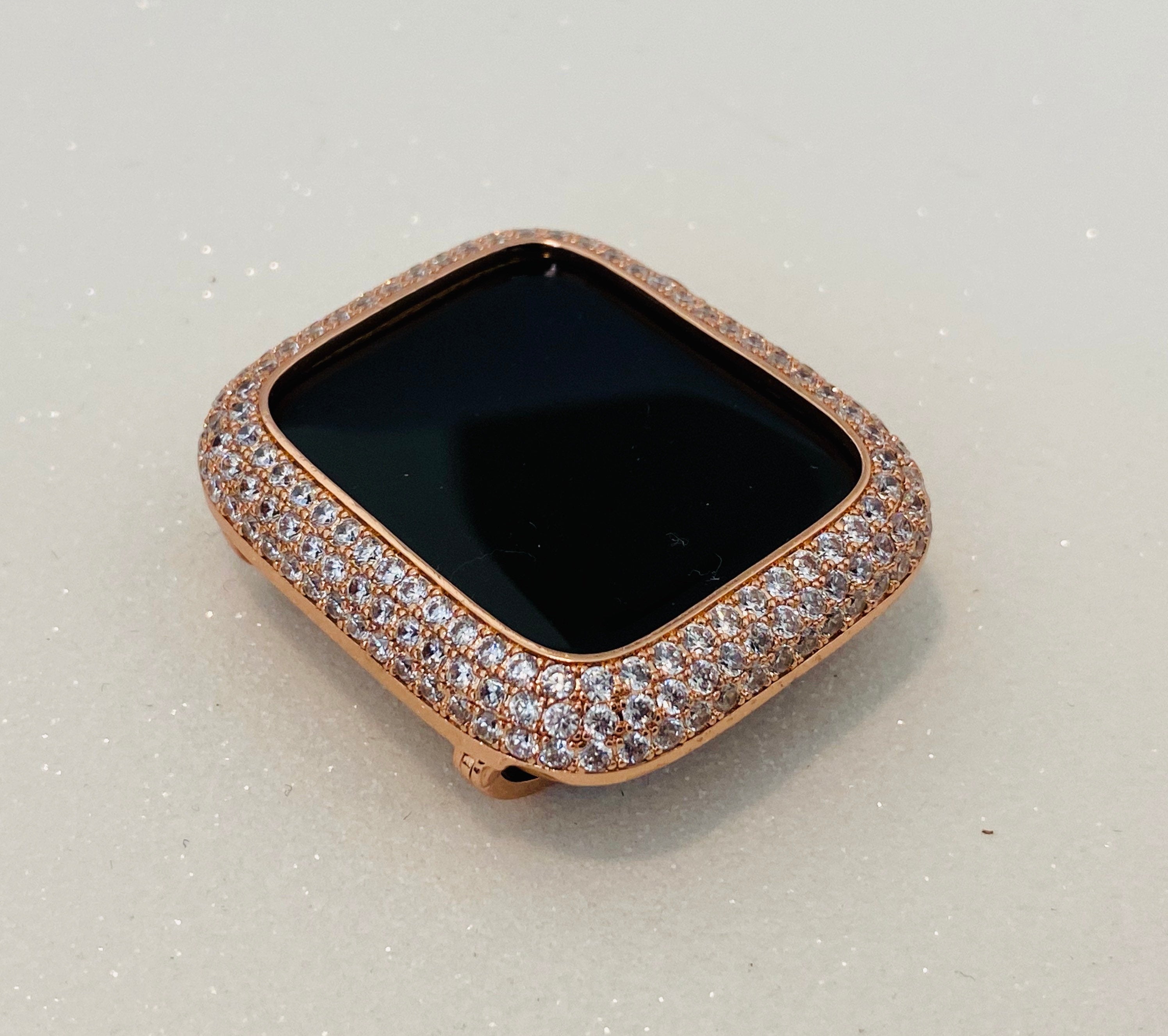 Apple Watch Bezel Cover Lab Diamonds Rose Gold 38mm 40mm 41mm 42mm 44mm 45mm Smartwatch Bumper Series 1-8 SE