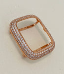 Rose Gold Apple Watch Case Cover 38mm 40mm 41mm 42mm 44mm 45mm Lab Diamond Bezel Bling Series 1-8 SE