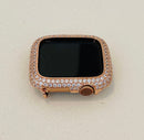 Rose Gold Apple Watch Case Cover 38mm 40mm 41mm 42mm 44mm 45mm Lab Diamond Bezel Bling Series 1-8 SE