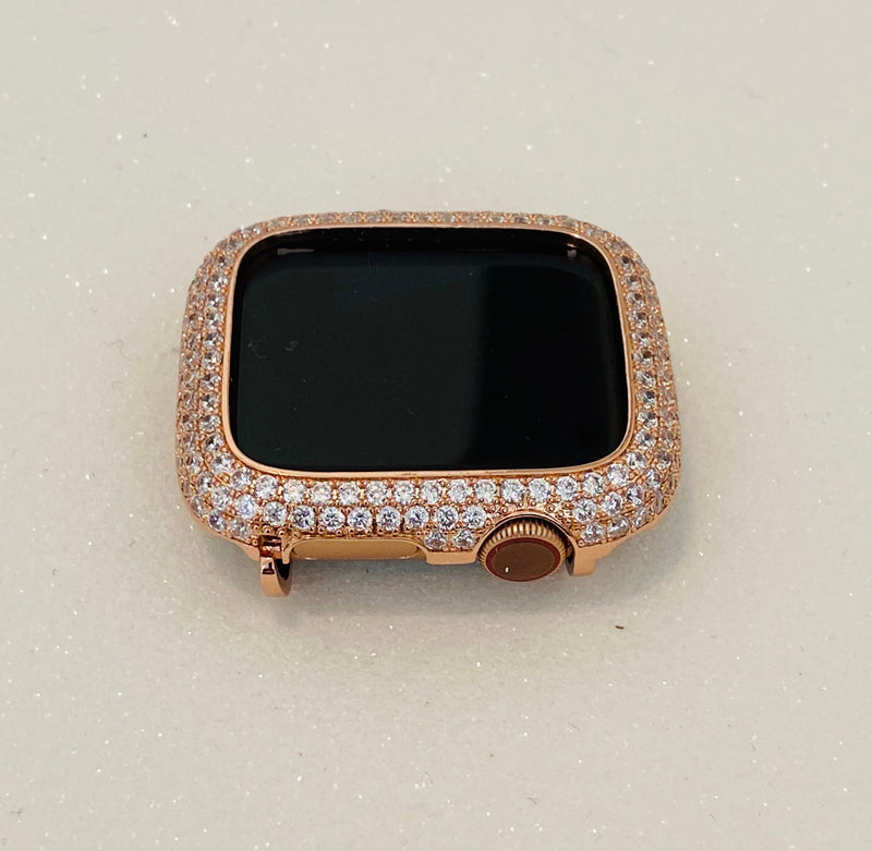 Rose Gold Apple Watch Case 38mm 40mm 41mm 42mm 44mm 45mm 49mm Ultra Apple Watch Cover Lab Diamond Bezel Bling Series 2-9 SE