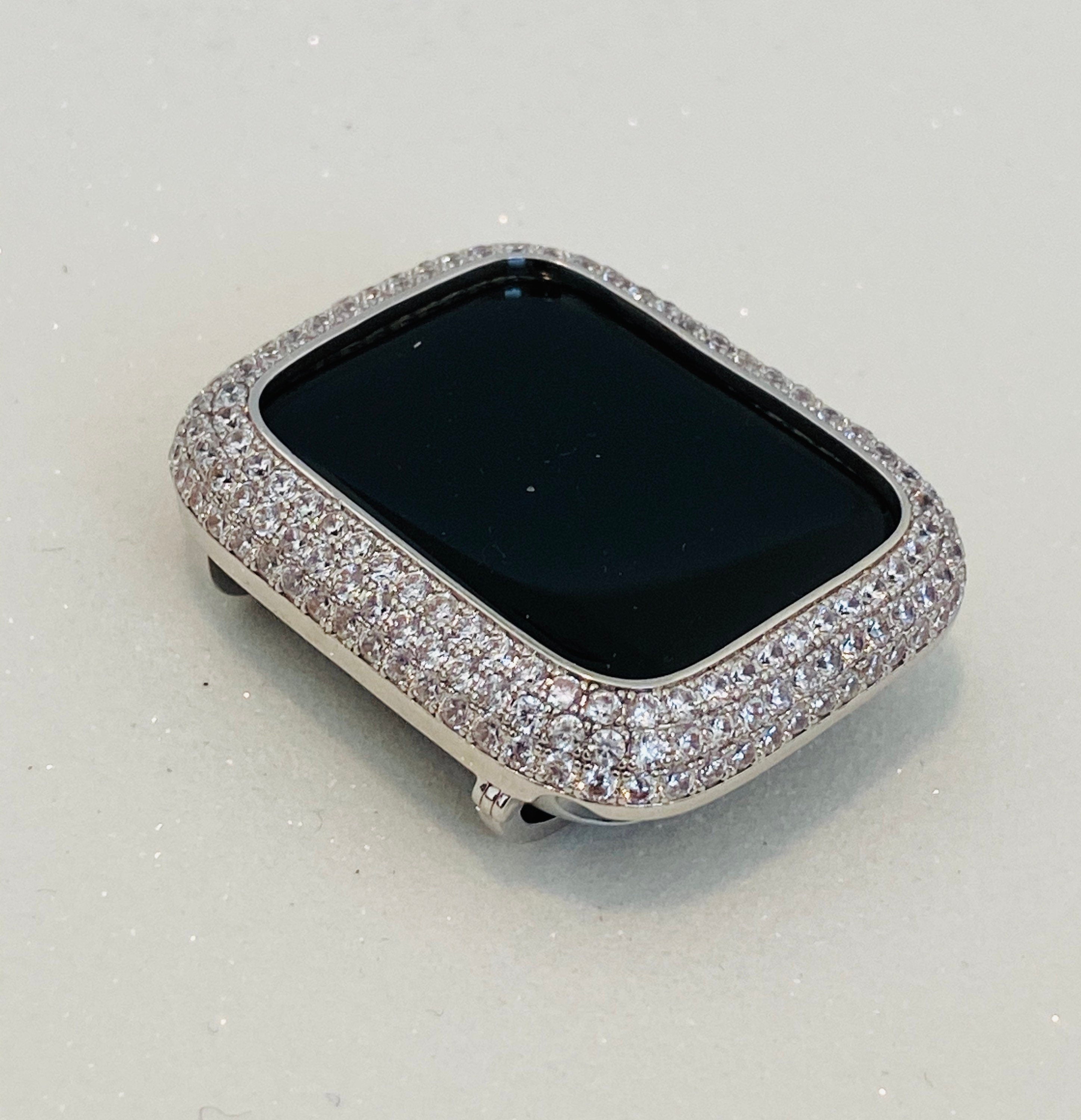 Luxury Silver Apple Watch Bezel Cover Womens Mens style with Lab Diamonds Series 1,2,3,4,5,6,7,8 SE Iwatch Bling 38mm 40mm 41mm 42mm 44mm 45mm 49mm Ultra Iwatch Candy