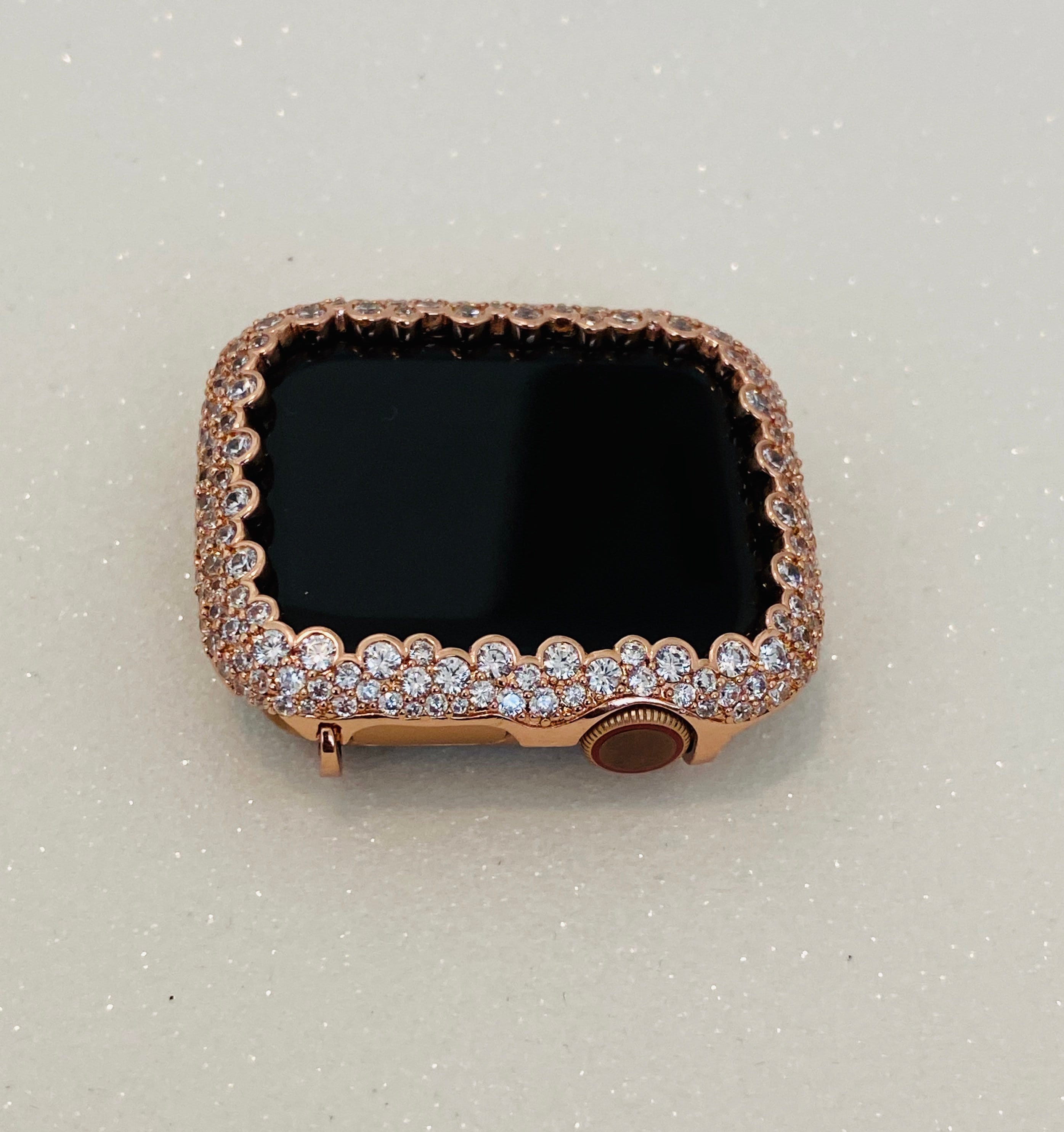 Rose Gold Apple Watch Case with Lab Diamonds for Iphone Watch Designer Iwatch Cover Protector 38mm-49mm Ultra Iwatch Candy Bling