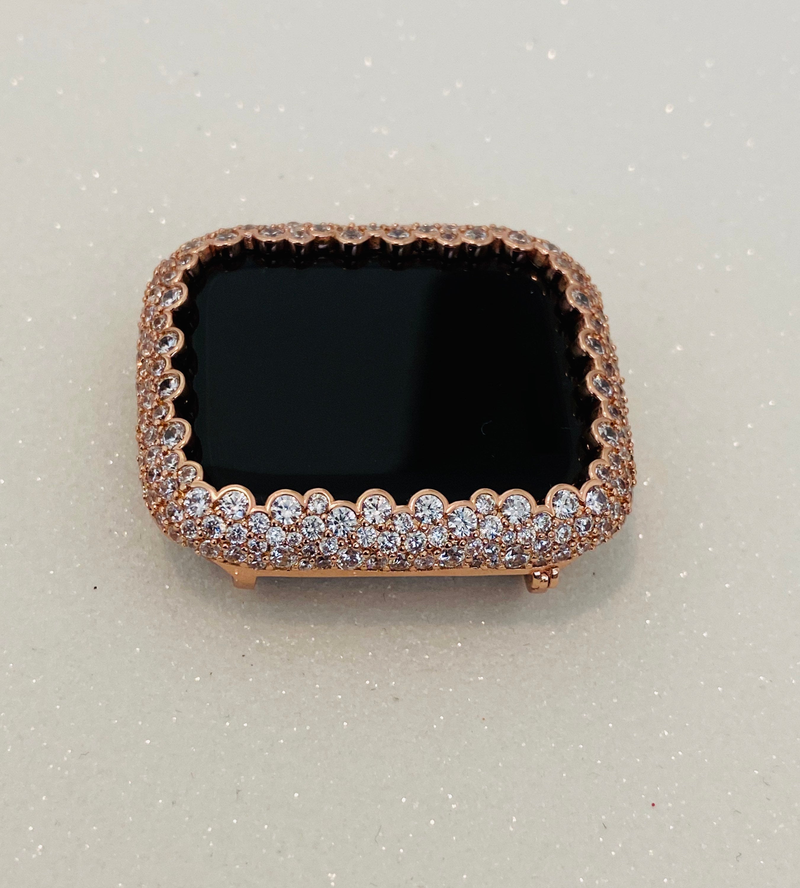 Rose Gold Apple Watch Case with Lab Diamonds for Iphone Watch Designer Iwatch Cover Protector 38mm-49mm Ultra Iwatch Candy Bling