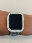 49mm Ultra Apple Watch Cover Silver Lab Diamond Bezel set in 14k White Gold Plated Metal Iwatch Case Bling 38mm 40mm 41mm 42mm 44mm 45mm, Iwatch Candy