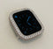 Series 7-8 Custom Apple Watch Cover 41mm 45mm Silver Lab Diamond Bezel, Metal Iwatch Case Bling 38mm 40mm 42mm 44mm, Smartwatch Bumper