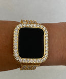 Series 1-8 Apple Watch Band Gold Swarovski Crystals & or Lab Diamond Bezel Cover 38 40 41 42 44 45mm Smartwatch Bumper Bling