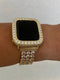 Luxury Apple Watch Band Gold Swarovski Crystals & or Lab Diamond Bezel Cover set in 14k gold plating in sizes 38 40 41 42 44 45mm Smartwatch Bumper Bling